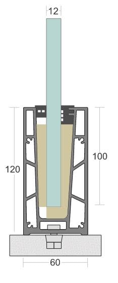 SD 18 Continuous Profile System Aluminum Glass Railing Base Profile for Balcony and Staircase, Indoor and Outdoor Top Mount Design, Durable Finish, Easy Installation for Modern Projects